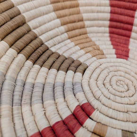 GHANA Natural Round Plate Basket Tray Native African Tribal Organizer Colorful - Picture 2 of 12